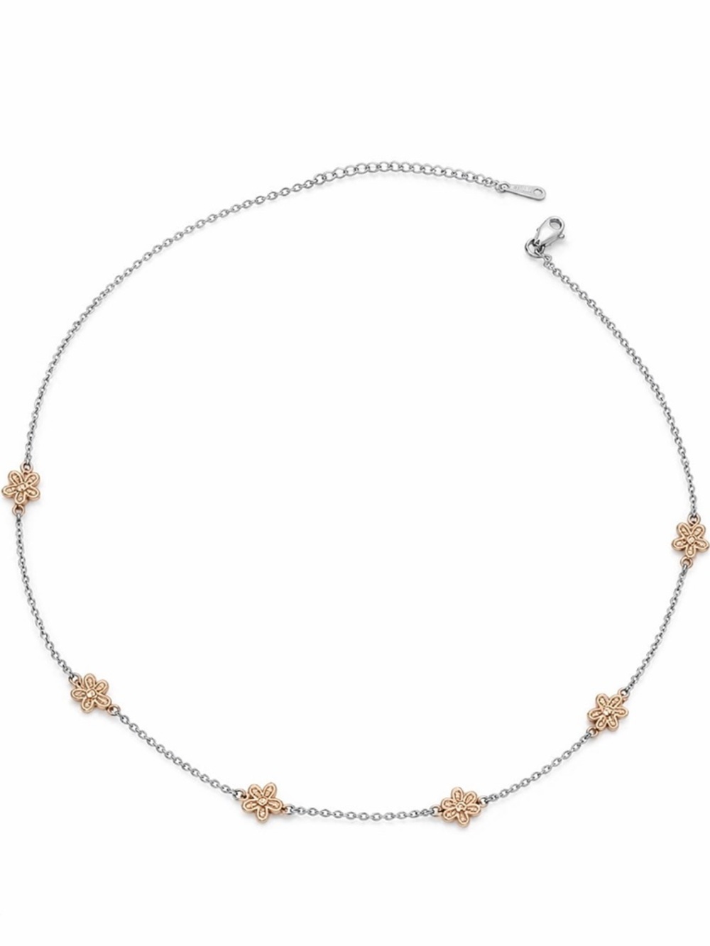 Dainty Silver Tone Floral Charm Choker Necklace – Minimal Layering Piece - Picture 3 of 4